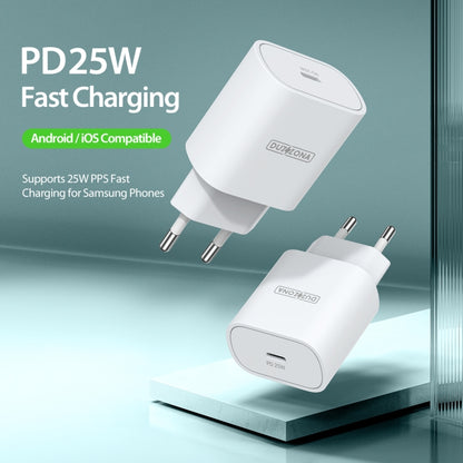 DUZZONA T6 PD 25W USB-C/Type-C Single Port Travel Charger,EU Plug(White) - USB Charger by DUZZONA | Online Shopping UK | buy2fix