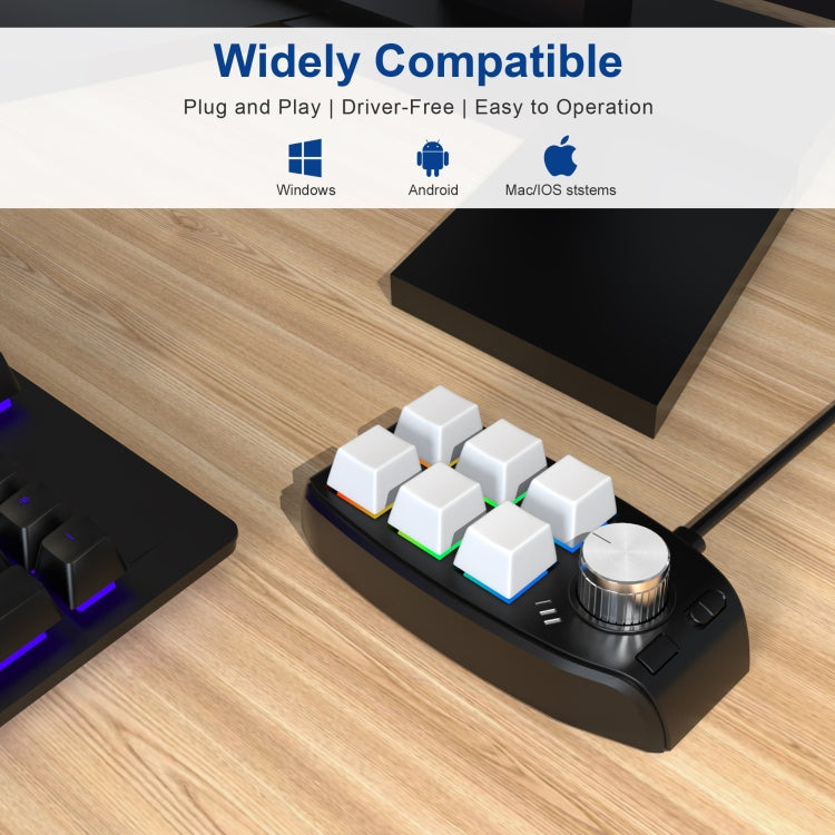 USB Wired RGB Custom Mechanical Keyboard 6 Keys 1 Knob Programming Gaming Keypad(White) - Mini Keyboard by buy2fix | Online Shopping UK | buy2fix