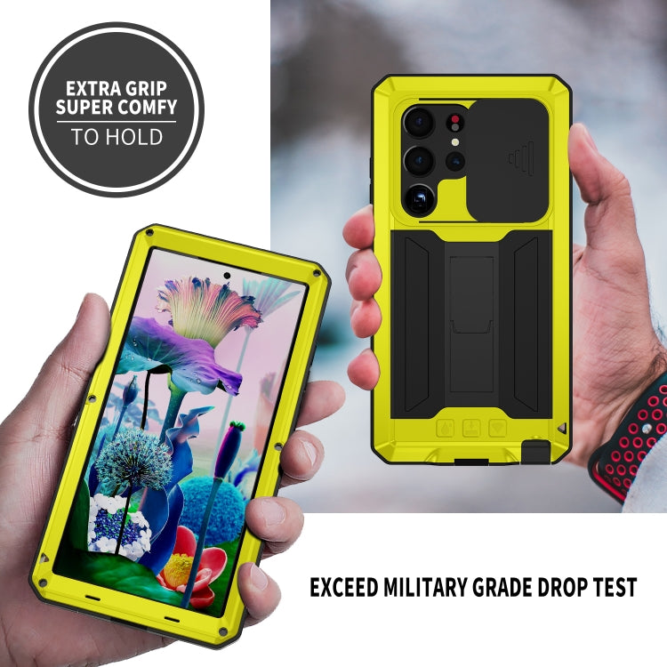 For Samsung Galaxy S23 Ultra 5G R-JUST Sliding Camera Design Life Waterproof Dustproof Shockproof Phone Case(Yellow) - Galaxy S23 Ultra 5G Cases by R-JUST | Online Shopping UK | buy2fix