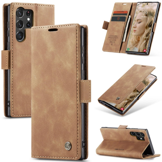 For Samsung Galaxy S23 Ultra 5G CaseMe 013 Multifunctional Horizontal Flip Leather Phone Case(Brown) - Galaxy S23 Ultra 5G Cases by CaseMe | Online Shopping UK | buy2fix