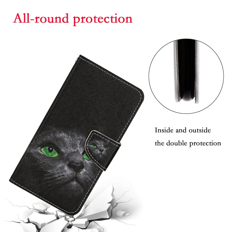 For Samsung Galaxy A34 Colored Drawing Pattern Leather Phone Case(Black Cat) - Galaxy Phone Cases by buy2fix | Online Shopping UK | buy2fix