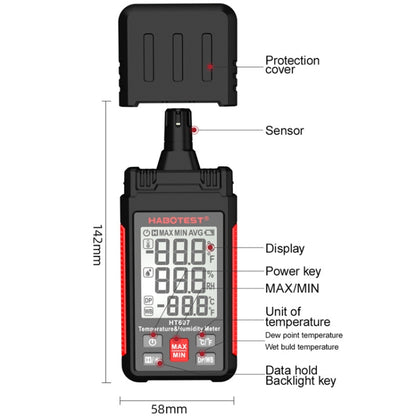 HABOTEST HT607 Portable Handheld Temperature Humidity Tester - Electronic Test by HABOTEST | Online Shopping UK | buy2fix