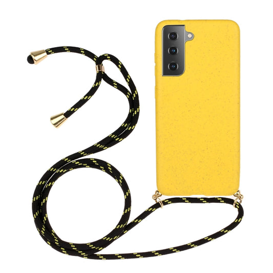 For Samsung Galaxy S23 5G Wheat Straw Material + TPU Protective Case with Lanyard(Yellow) - Galaxy S23 5G Cases by buy2fix | Online Shopping UK | buy2fix