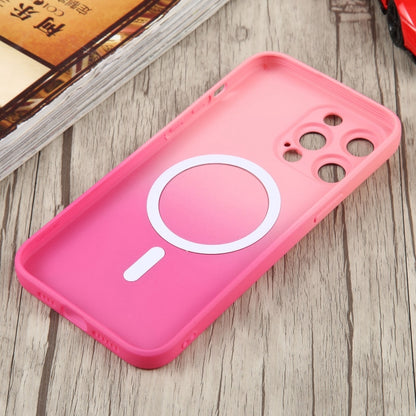 For iPhone 11 Liquid TPU Silicone Gradient MagSafe Phone Case(Pink Red) - iPhone 11 Cases by buy2fix | Online Shopping UK | buy2fix