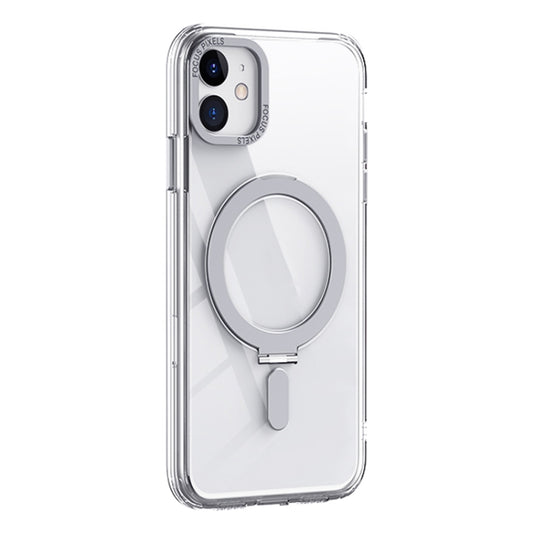 For iPhone 11 Skin Feel MagSafe Shockproof Phone Case with Holder(White) - iPhone 11 Cases by buy2fix | Online Shopping UK | buy2fix