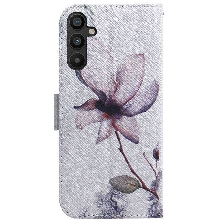 For Samsung Galaxy A54 5G Coloured Drawing Flip Leather Phone Case(Magnolia) - Galaxy Phone Cases by buy2fix | Online Shopping UK | buy2fix