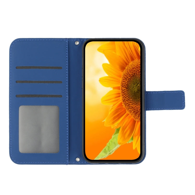 For TCL 40 SE HT04 Skin Feel Sun Flower Embossed Flip Leather Phone Case with Lanyard(Dark Blue) - More Brand by buy2fix | Online Shopping UK | buy2fix