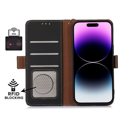 For OnePlus 11 Genuine Leather Magnetic RFID Leather Phone Case(Black) - OnePlus Cases by buy2fix | Online Shopping UK | buy2fix