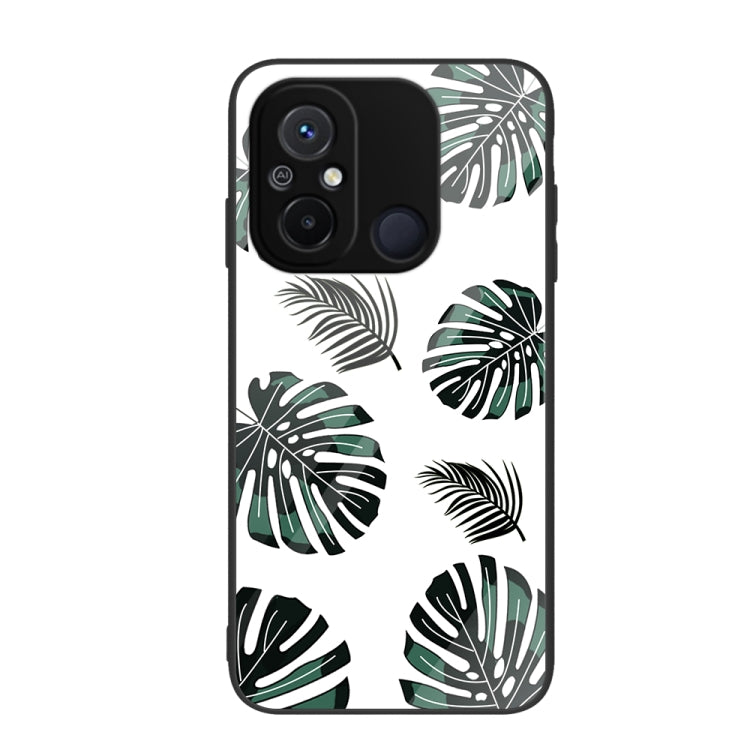 For Xiaomi Redmi 12C Colorful Painted Glass Phone Case(Banana Leaf) - Xiaomi Cases by buy2fix | Online Shopping UK | buy2fix