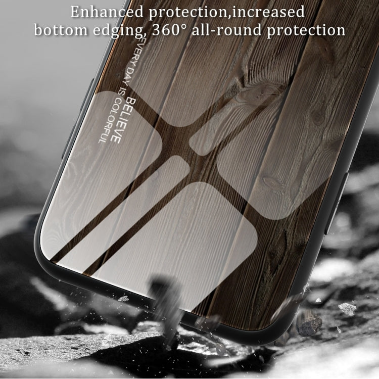 For Xiaomi Redmi 12C Wood Grain Glass Phone Case(Coffee) - Xiaomi Cases by buy2fix | Online Shopping UK | buy2fix