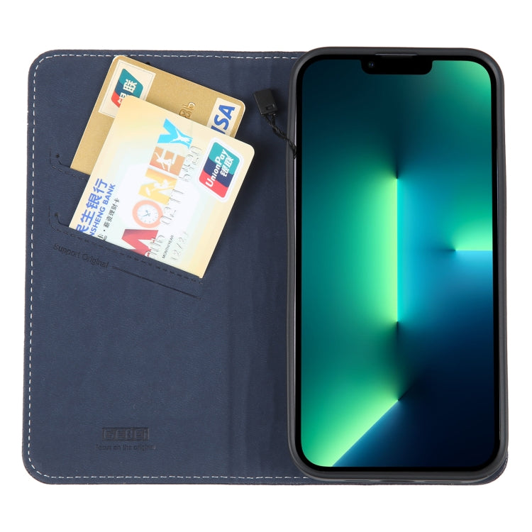 For iPhone 13 Pro Max GEBEI Top-grain Horizontal Flip Leather Phone Case(Blue) - iPhone 13 Pro Max Cases by GEBEI | Online Shopping UK | buy2fix