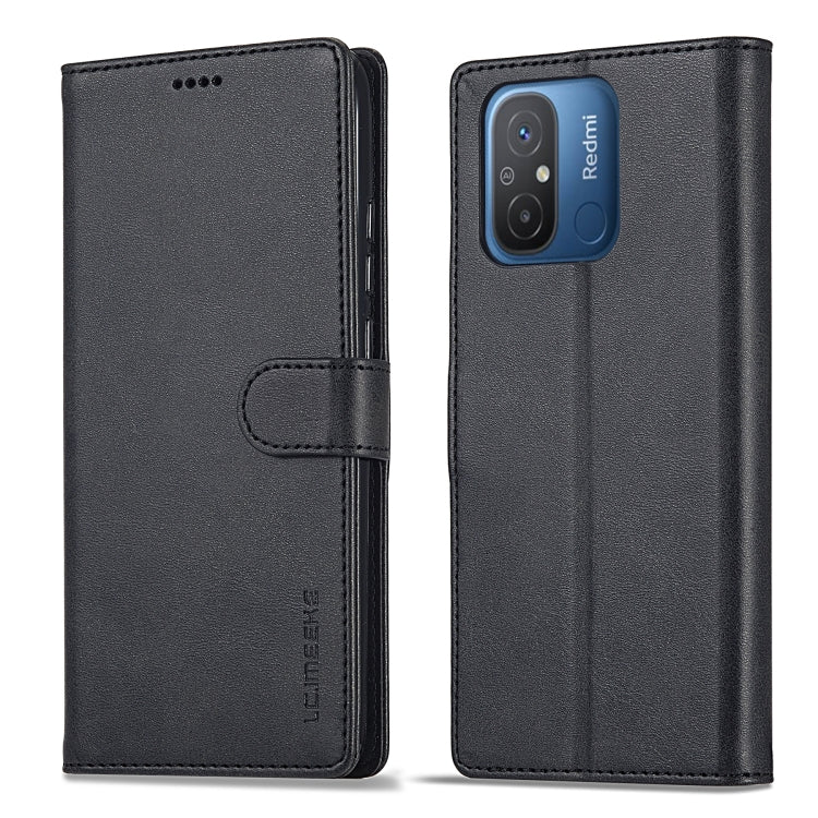 For Xiaomi Redmi 12C/11A Global LC.IMEEKE Calf Texture Horizontal Flip Leather Case(Black) - Xiaomi Cases by LC.IMEEKE | Online Shopping UK | buy2fix