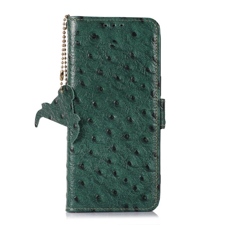 For OnePlus Nord CE 3 Lite Ostrich Pattern Genuine Leather RFID Phone Case(Green) - OnePlus Cases by buy2fix | Online Shopping UK | buy2fix