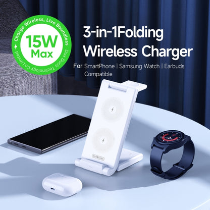 For Samsung & Samsung Watch DUZZONA W10-S 15W 3 in 1 Foldable Wireless Charger Stand - Wireless Charger by DUZZONA | Online Shopping UK | buy2fix