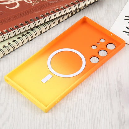 For Samsung Galaxy S23 5G Liquid TPU Silicone Gradient MagSafe Phone Case(Orange Yellow) - Galaxy S23 5G Cases by buy2fix | Online Shopping UK | buy2fix