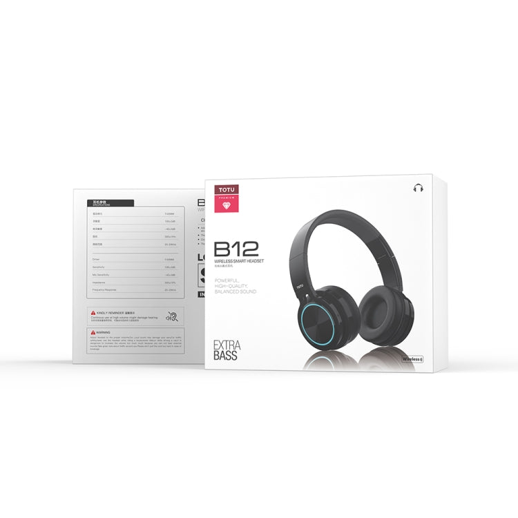 TOTU B12 Over-Ear Wireless Bluetooth Earphone(Black) - Apple Accessories by TOTUDESIGN | Online Shopping UK | buy2fix
