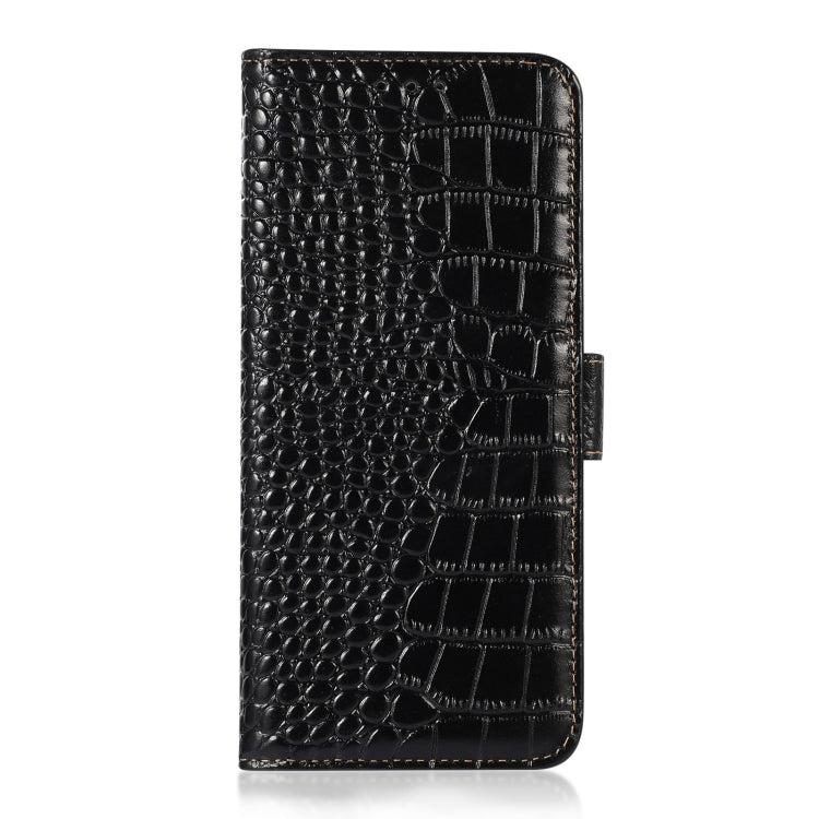 For Motorola Moto G73 5G Crocodile Top Layer Cowhide Leather Phone Case(Black) - Motorola Cases by buy2fix | Online Shopping UK | buy2fix