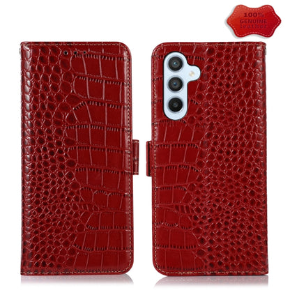 For Samsung Galaxy A24 4G Crocodile Top Layer Cowhide Leather Phone Case(Red) - Galaxy Phone Cases by buy2fix | Online Shopping UK | buy2fix