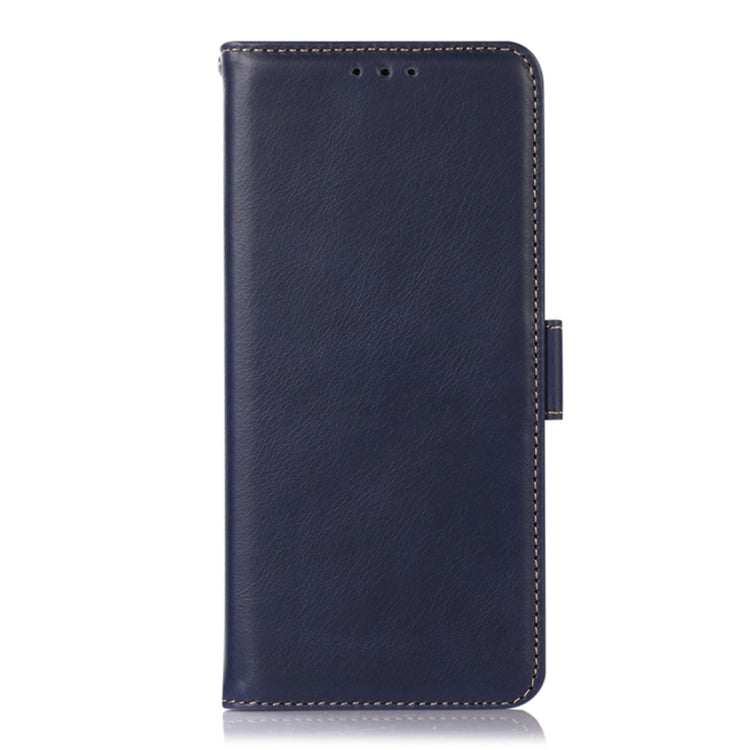 For Samsung Galaxy A24 4G Magnetic Crazy Horse Texture Genuine Leather RFID Phone Case(Blue) - Galaxy Phone Cases by buy2fix | Online Shopping UK | buy2fix