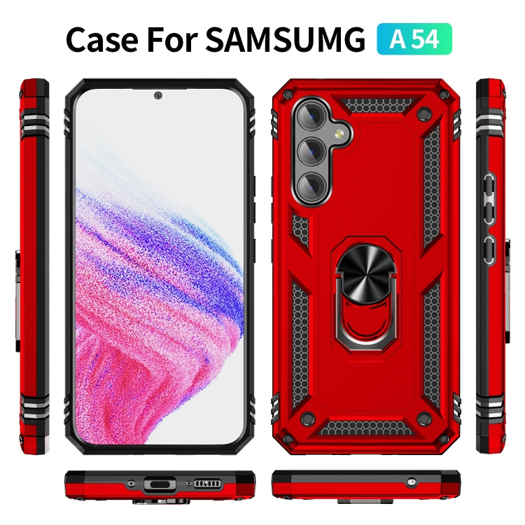 For Samsung Galaxy A54 Shockproof TPU + PC Phone Case with Holder(Red) - Galaxy Phone Cases by buy2fix | Online Shopping UK | buy2fix