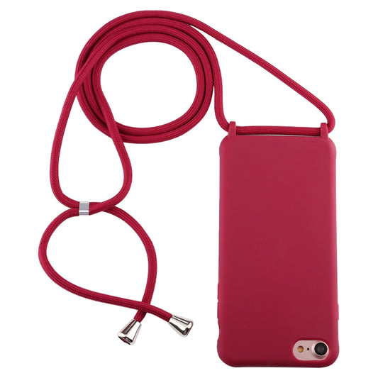 For iPhone 8 / 7 Candy Color TPU Protective Case with Lanyard(Red) - Apple Accessories by buy2fix | Online Shopping UK | buy2fix