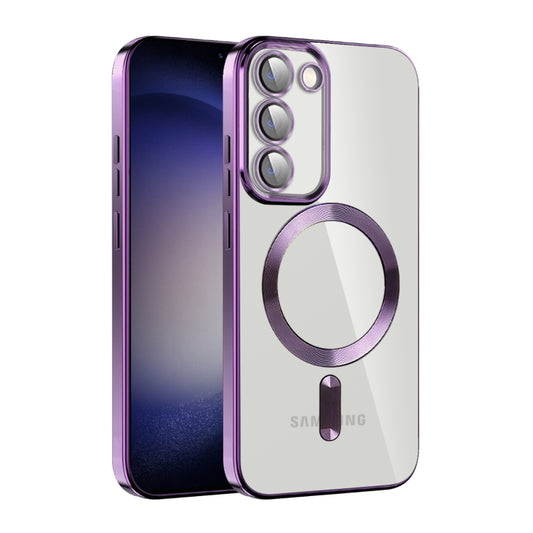 For Samsung Galaxy S23+ 5G CD Texture Plating TPU MagSafe Phone Case with Lens Film(Dark Purple) - Galaxy S23+ 5G Cases by buy2fix | Online Shopping UK | buy2fix