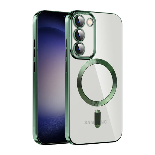 For Samsung Galaxy S23+ 5G CD Texture Plating TPU MagSafe Phone Case with Lens Film(Dark Green) - Galaxy S23+ 5G Cases by buy2fix | Online Shopping UK | buy2fix