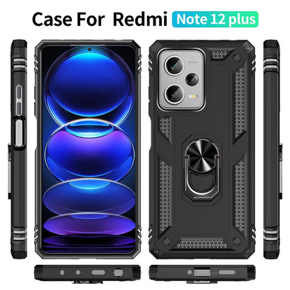 For Xiaomi Redmi Note 12 Pro+ Shockproof TPU + PC Phone Case with Holder(Black) - Note 12 Pro+ Cases by buy2fix | Online Shopping UK | buy2fix