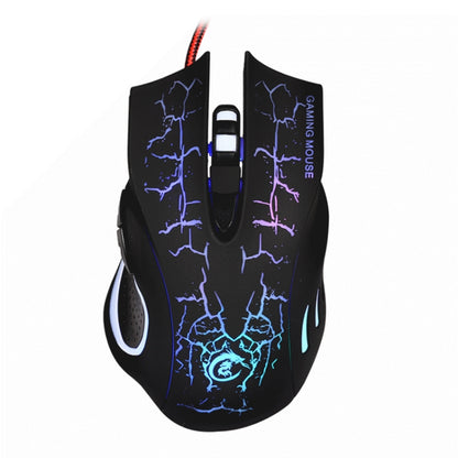 HXSJ A888B 6-keys Crackle Colorful Lighting Wired Gaming Mouse(Black) -  by HXSJ | Online Shopping UK | buy2fix