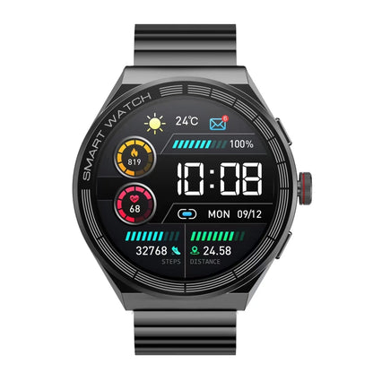 BM01 1.45 inch Steel Band IP68 Waterproof Smart Watch Support Bluetooth Call / NFC(Black) - Smart Wear by buy2fix | Online Shopping UK | buy2fix