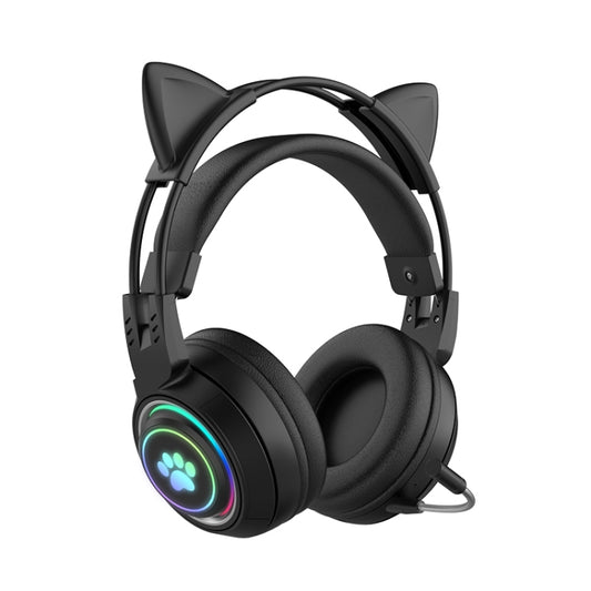 T25 RGB Stereo Cat Ear Bluetooth Wireless Headphones with Detachable Microphone(Black) - Apple Accessories by buy2fix | Online Shopping UK | buy2fix
