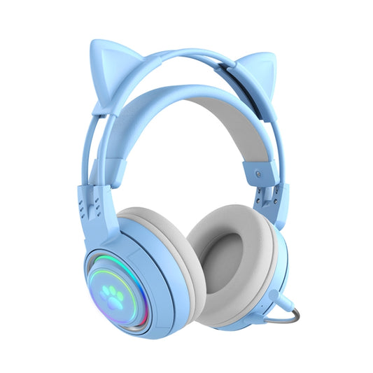 T25 RGB Stereo Cat Ear Bluetooth Wireless Headphones with Detachable Microphone(Blue) - Apple Accessories by buy2fix | Online Shopping UK | buy2fix