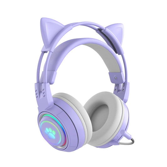 T25 RGB Stereo Cat Ear Bluetooth Wireless Headphones with Detachable Microphone(Purple) - Apple Accessories by buy2fix | Online Shopping UK | buy2fix