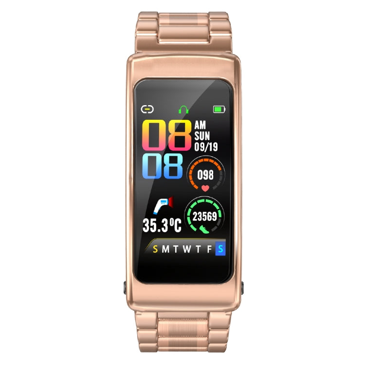 K20 1.14 inch Steel Band Earphone Detachable Life Waterproof Smart Watch Support Bluetooth Call(Rose Gold) - Smart Wear by buy2fix | Online Shopping UK | buy2fix