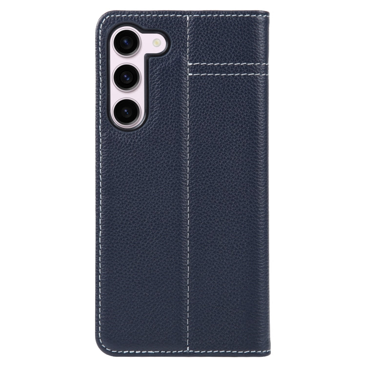 For Samsung Galaxy S23 5G GEBEI Top-grain Horizontal Flip Leather Phone Case(Blue) - Galaxy S23 5G Cases by GEBEI | Online Shopping UK | buy2fix