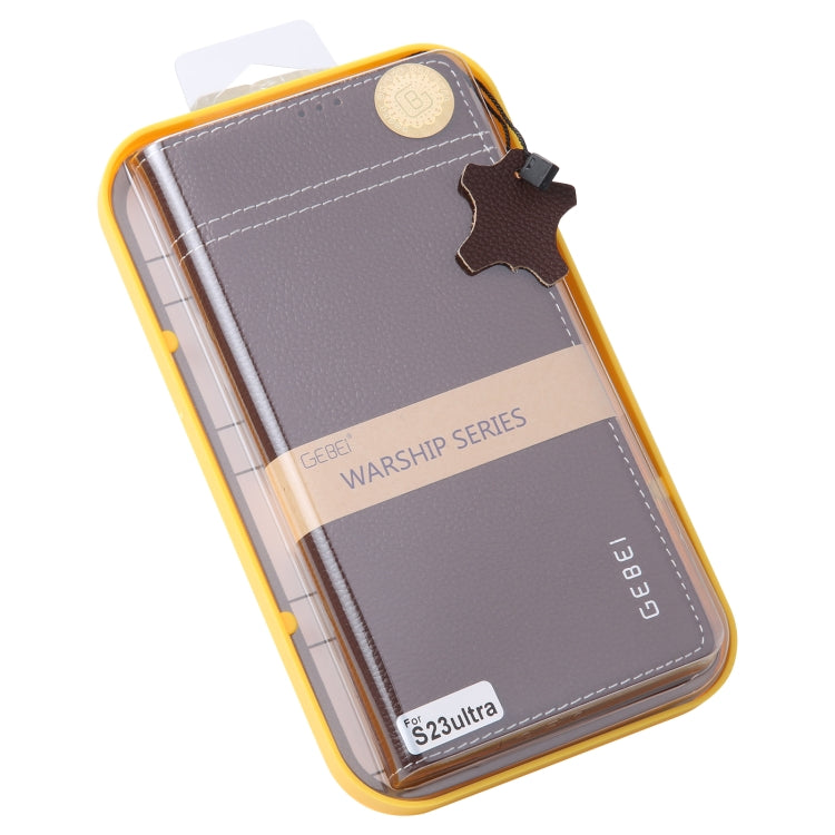 For Samsung Galaxy S23 Ultra 5G GEBEI Top-grain Horizontal Flip Leather Phone Case(Brown) -  by GEBEI | Online Shopping UK | buy2fix
