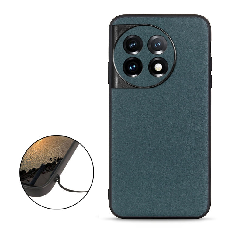 For OnePlus Ace 2 / 11R Lambskin Texture Genuine Leather Phone Case(Green) - OnePlus Cases by buy2fix | Online Shopping UK | buy2fix