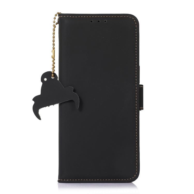 For Samsung Galaxy M14 5G Genuine Leather Magnetic RFID Leather Phone Case(Black) - Galaxy Phone Cases by buy2fix | Online Shopping UK | buy2fix