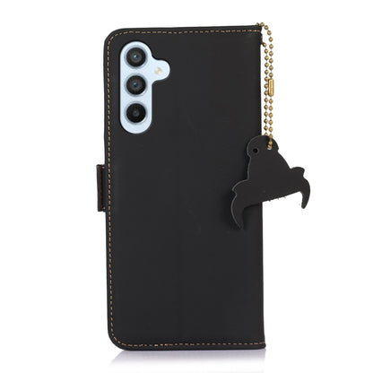 For Samsung Galaxy M14 5G Genuine Leather Magnetic RFID Leather Phone Case(Black) - Galaxy Phone Cases by buy2fix | Online Shopping UK | buy2fix