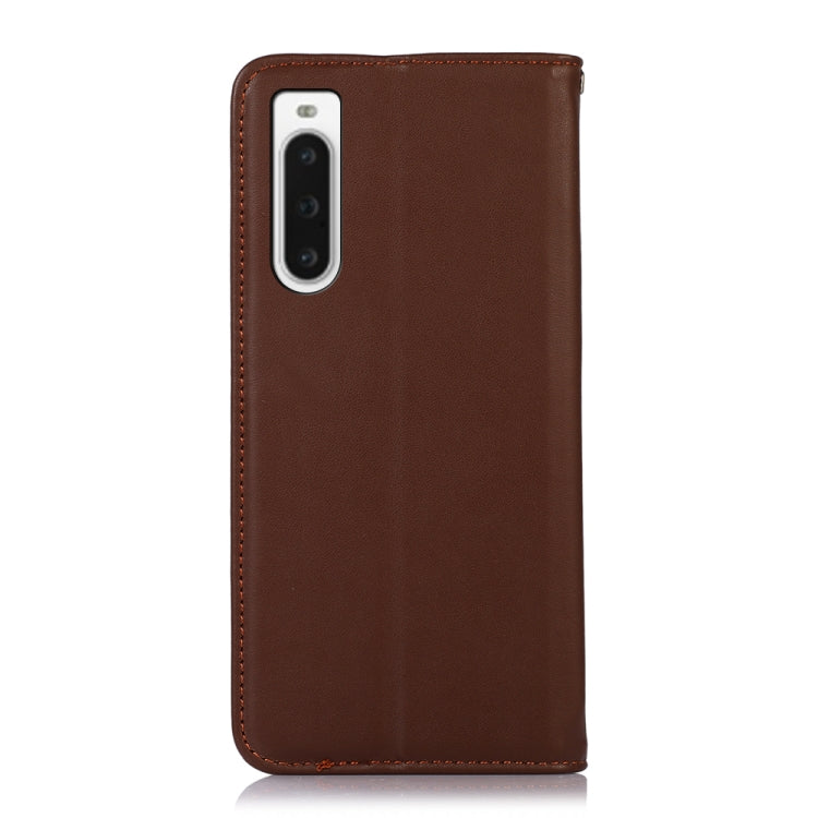 For Sony Xperia 10 V KHAZNEH Nappa Top Layer Cowhide Leather Phone Case(Brown) - Sony Cases by buy2fix | Online Shopping UK | buy2fix