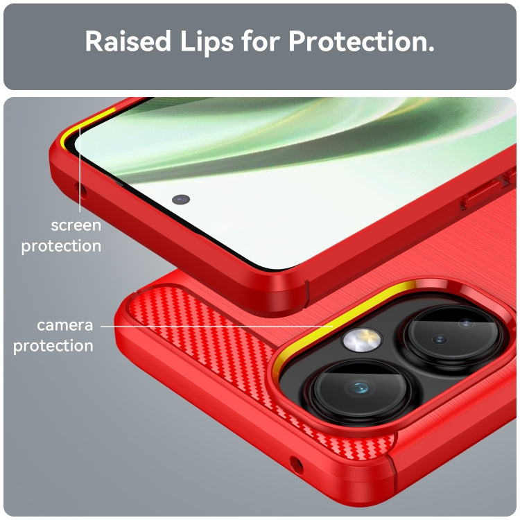 For OnePlus Nord CE 3 Brushed Texture Carbon Fiber TPU Phone Case(Red) - OnePlus Cases by buy2fix | Online Shopping UK | buy2fix