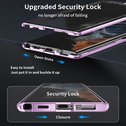 For Samsung Galaxy S23 Ultra 5G HD Full Cover Magsafe Magnetic Metal Tempered Glass Phone Case(Purple) - Galaxy S23 Ultra 5G Cases by buy2fix | Online Shopping UK | buy2fix