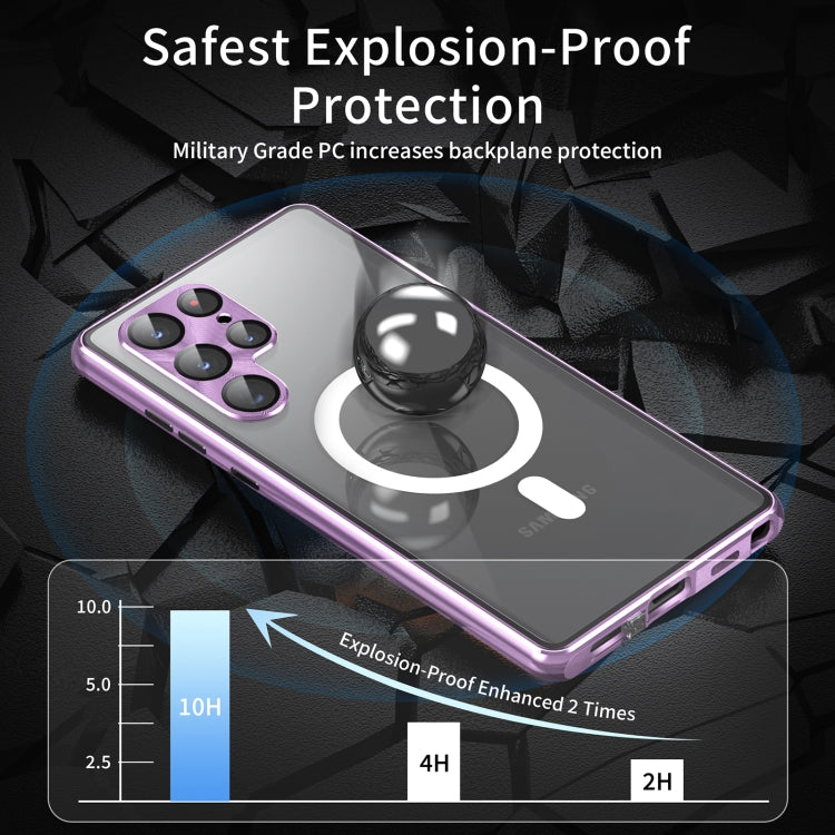 For Samsung Galaxy S23 Ultra 5G HD Full Cover Magsafe Magnetic Metal Tempered Glass Phone Case(Purple) - Galaxy S23 Ultra 5G Cases by buy2fix | Online Shopping UK | buy2fix