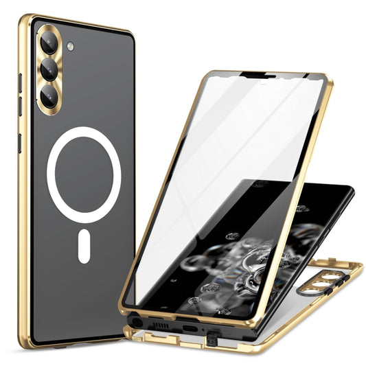 For Samsung Galaxy S21+ 5G HD Full Cover Magsafe Magnetic Metal Tempered Glass Phone Case(Gold) - Galaxy S21+ 5G Cases by buy2fix | Online Shopping UK | buy2fix