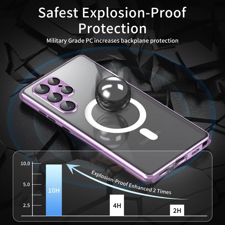 For Samsung Galaxy S21+ 5G HD Full Cover Magsafe Magnetic Metal Tempered Glass Phone Case(Purple) - Galaxy S21+ 5G Cases by buy2fix | Online Shopping UK | buy2fix