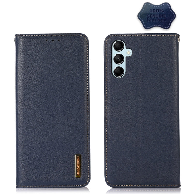 For Samsung Galaxy M14 5G KHAZNEH Nappa Top Layer Cowhide Leather Phone Case(Blue) - Galaxy Phone Cases by buy2fix | Online Shopping UK | buy2fix