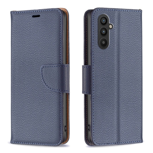 For Samsung Galaxy A24 4G Litchi Texture Pure Color Leather Phone Case(Blue) - Galaxy Phone Cases by buy2fix | Online Shopping UK | buy2fix