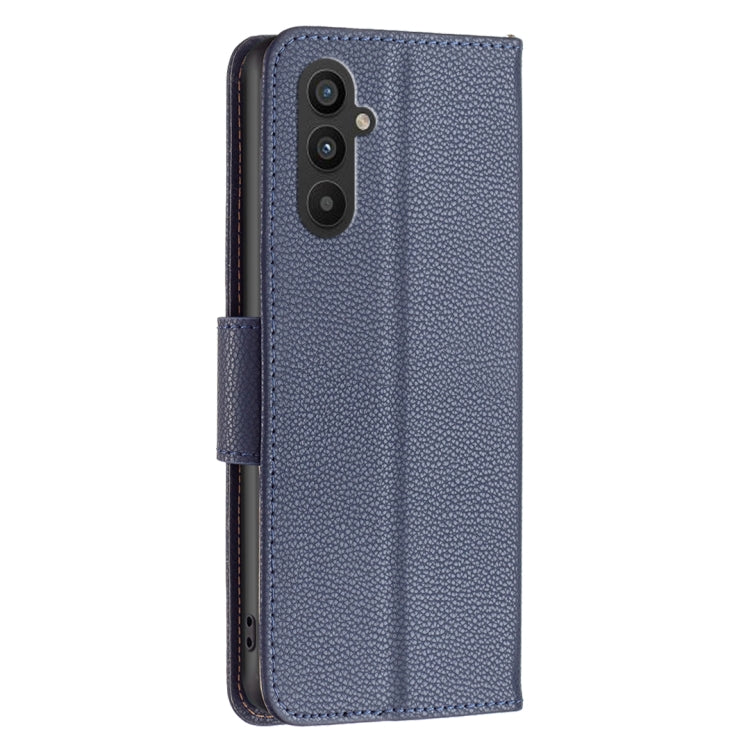 For Samsung Galaxy A24 4G Litchi Texture Pure Color Leather Phone Case(Blue) - Galaxy Phone Cases by buy2fix | Online Shopping UK | buy2fix