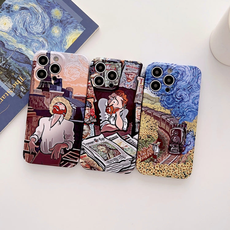 For iPhone 12 Precise Hole Oil Painting Glossy PC Phone Case(Tower) - iPhone 12 / 12 Pro Cases by buy2fix | Online Shopping UK | buy2fix