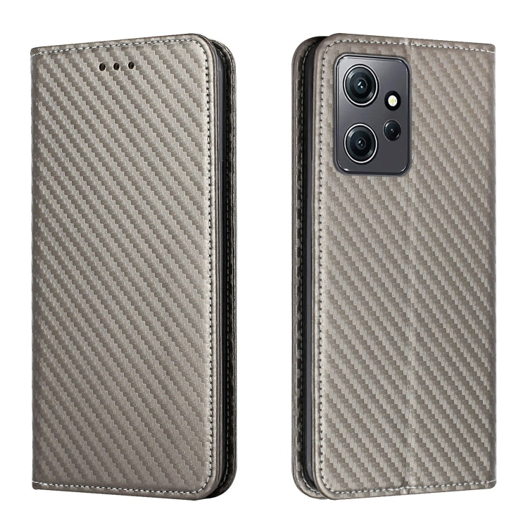 For Xiaomi Redmi Note 12 4G Global Carbon Fiber Texture Magnetic Flip Leather Phone Case(Grey) - Note 12 Cases by buy2fix | Online Shopping UK | buy2fix